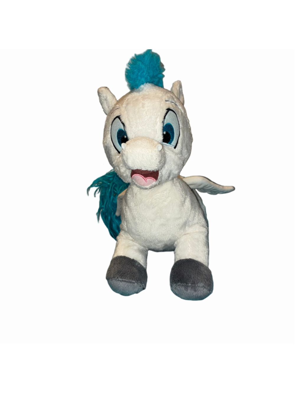 Disney Parks Hercules Baby Pegasus Stuffed Animal Plush with Boa Tail White Blue